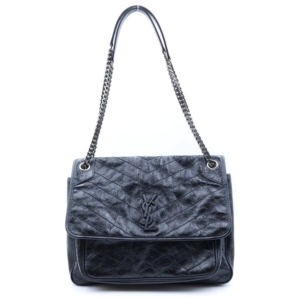 YVES SAINT LAURENT(イヴサンローラン) ニキ ミディアム ショルダーバッグ ハンドバッグ ブラック レザー 633158 レディース