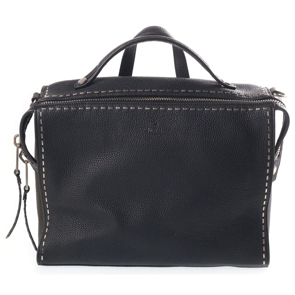 FENDI(フェンディ) 2WAYハンドバッグ ビジネスバッグ ショルダーバッグ ブラック レザー シルバー金具 レディース