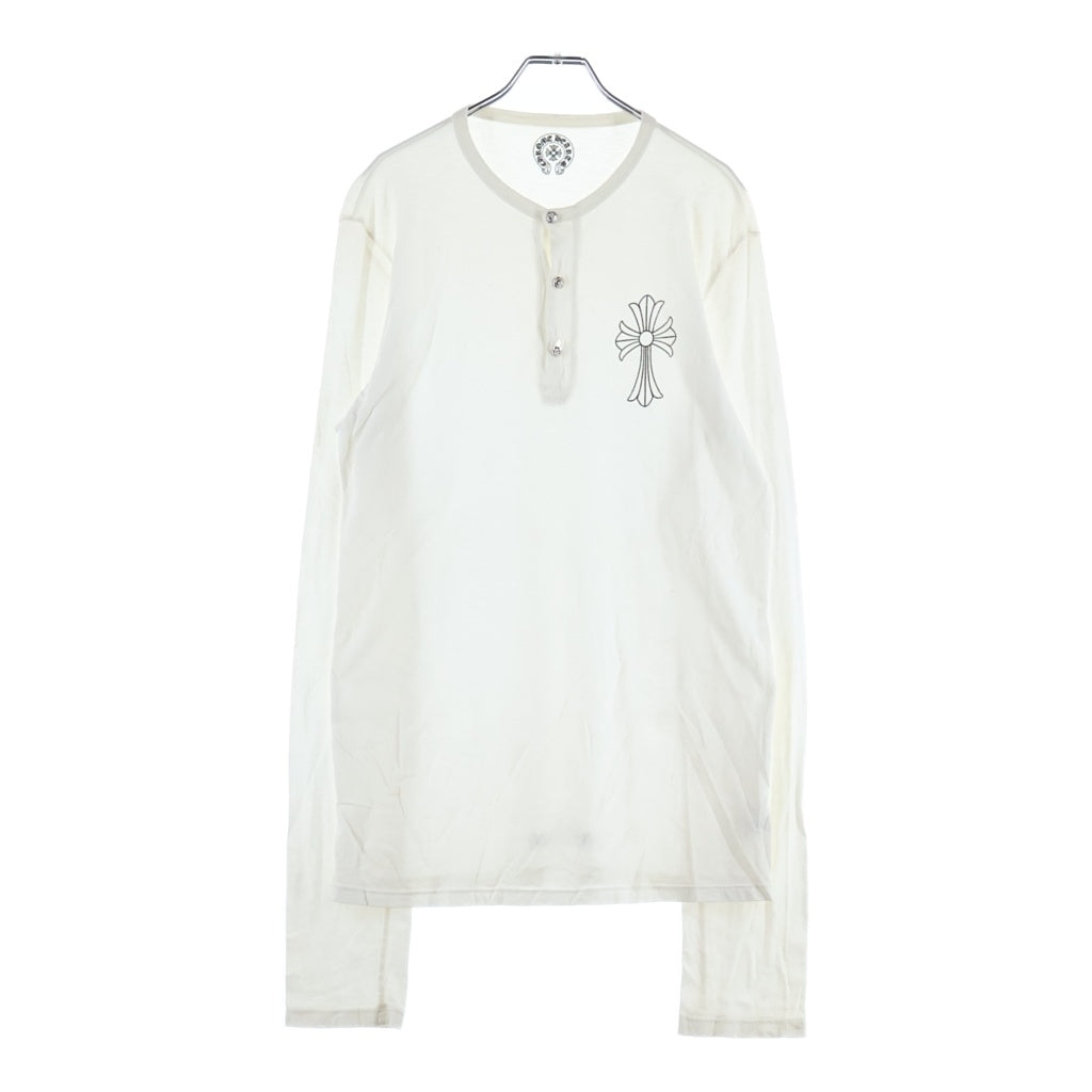 CHROME HEARTS(クロムハーツ) LS HNLY ロゴバックプリント ヘンリーネック 長袖サーマルTシャツ カットソー ホワイト