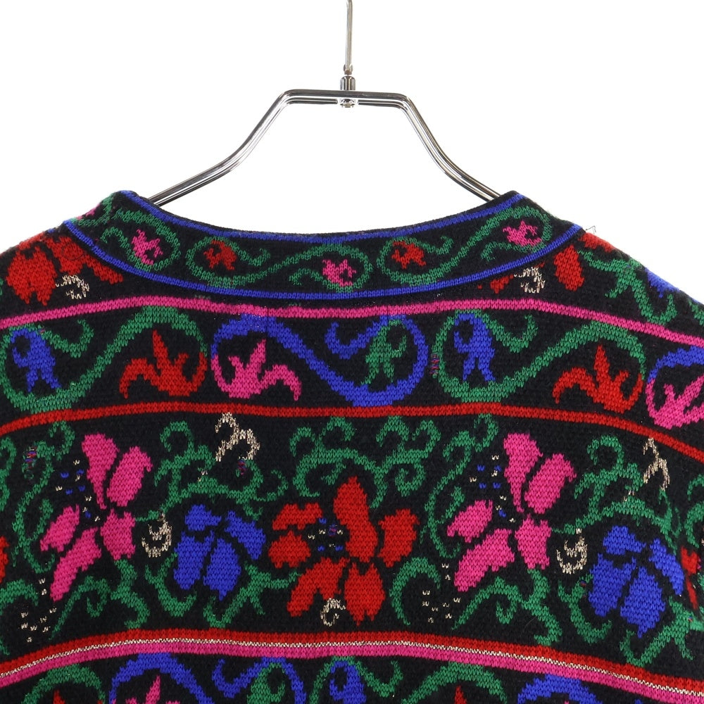 YVES SAINT LAURENT(イヴサンローラン) ニット クルーネックセーター フラワー総柄 ウール マルチカラー レディース SS13-863
