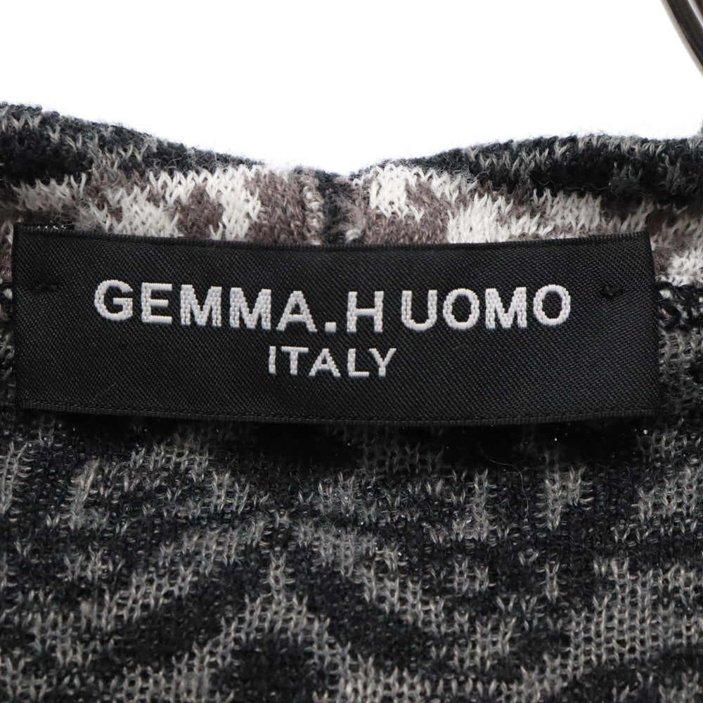 GEMMA.H UOMO(ジャンマアッカウォモ) 総柄 ジップアップ ニット カーディガン グレー