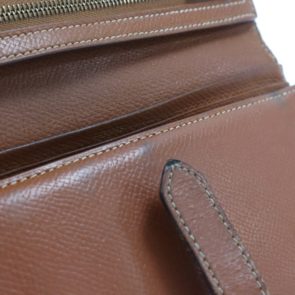 HERMES(エルメス) ベアンデュプリ ベアン ゴールド金具 長財布 ヴォーエプソン 三つ折り財布 ウォレット オレンジ