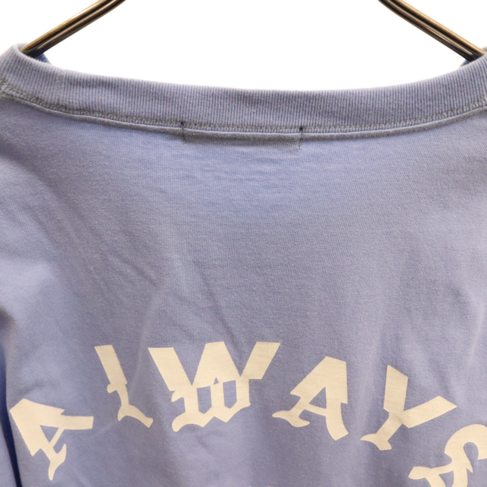 ALWAYS OUT OF STOCK(オールウェイズアウトオブストック) Front Print Logo Tee フロントプリントロゴ 半袖Tシャツ ブルー