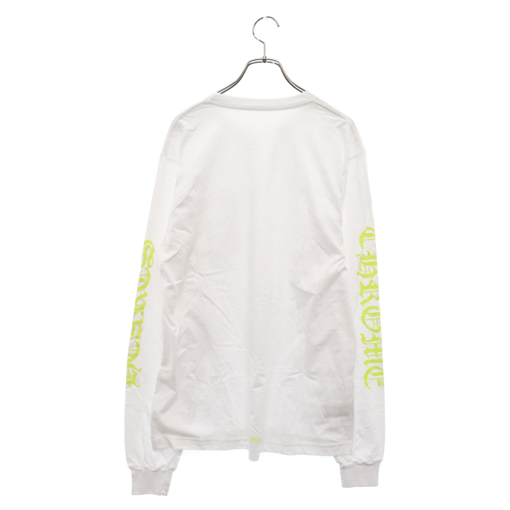 CHROME HEARTS(クロムハーツ) Neck Logo L/S TEE ネックロゴロングスリーブ長袖Tシャツ ホワイト/イエロー