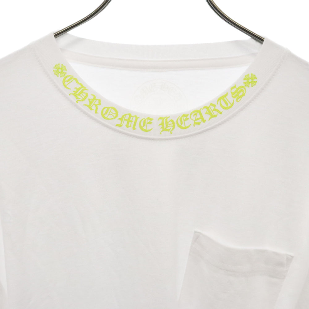 CHROME HEARTS(クロムハーツ) Neck Logo L/S TEE ネックロゴロングスリーブ長袖Tシャツ ホワイト/イエロー