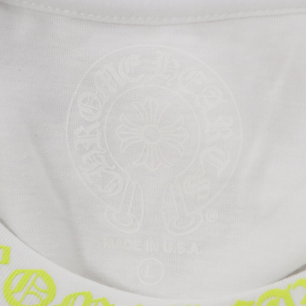 CHROME HEARTS(クロムハーツ) Neck Logo L/S TEE ネックロゴロングスリーブ長袖Tシャツ ホワイト/イエロー