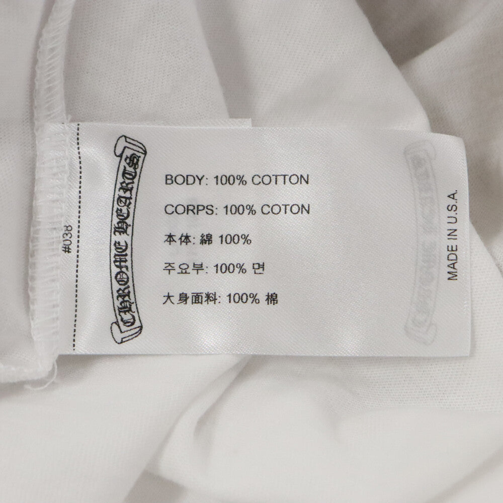 CHROME HEARTS(クロムハーツ) Neck Logo L/S TEE ネックロゴロングスリーブ長袖Tシャツ ホワイト/イエロー
