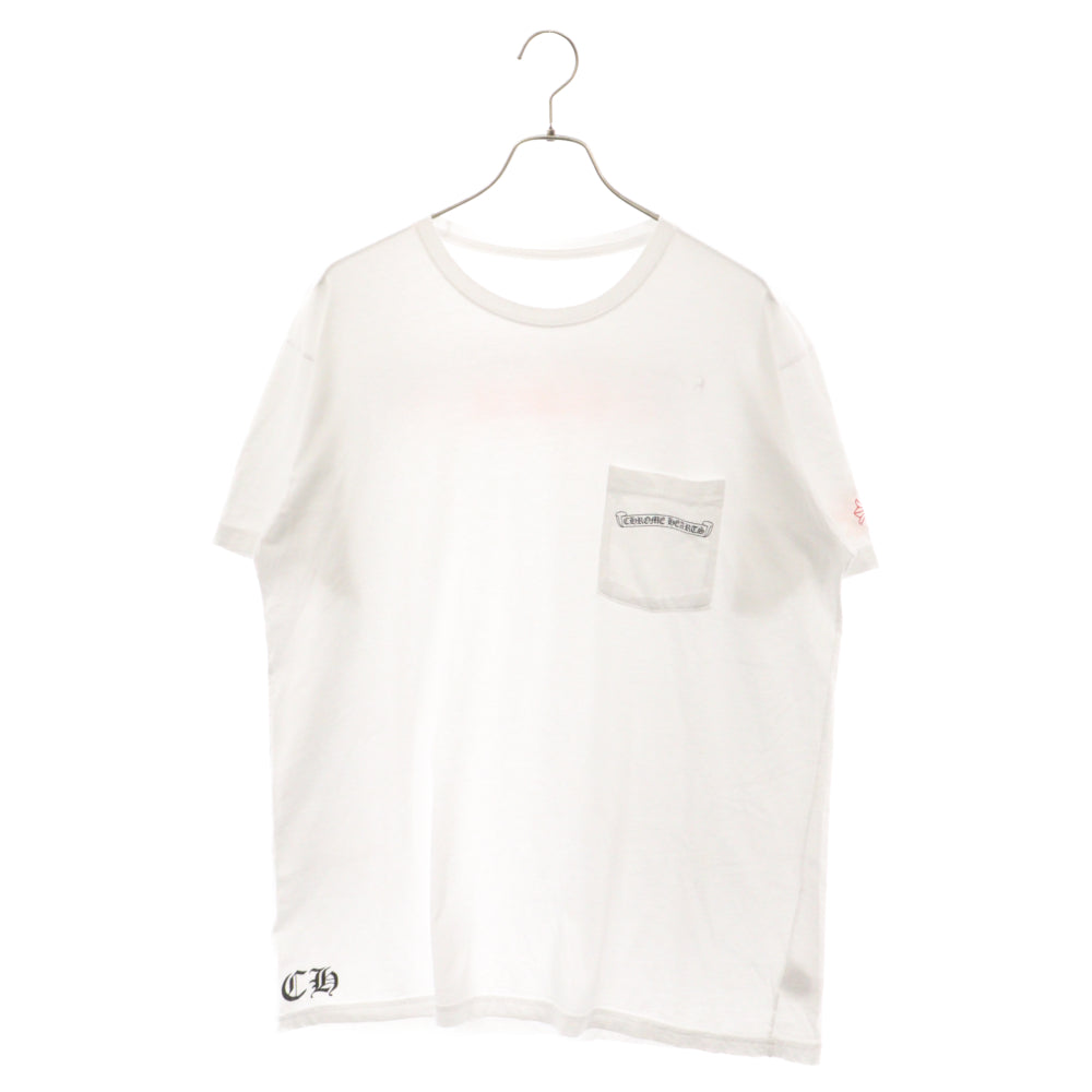 CHROME HEARTS(クロムハーツ) Red USA Scroll Label Logo Tee レッドUSAスクロールラベルロゴ半袖Tシャツ ホワイト/レッド