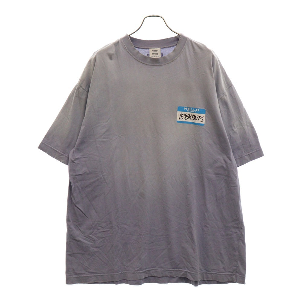 VETEMENTS(ヴェトモン) 23SS HELLO my name is VETEMENTS Cotton T-shirt UE63TR640L マイネームイズプリントクルーネック半袖Tシャツ パープル