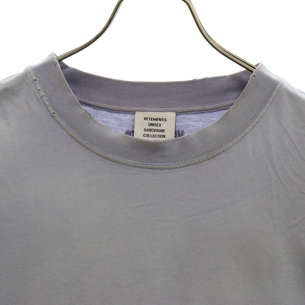 VETEMENTS(ヴェトモン) 23SS HELLO my name is VETEMENTS Cotton T-shirt UE63TR640L マイネームイズプリントクルーネック半袖Tシャツ パープル