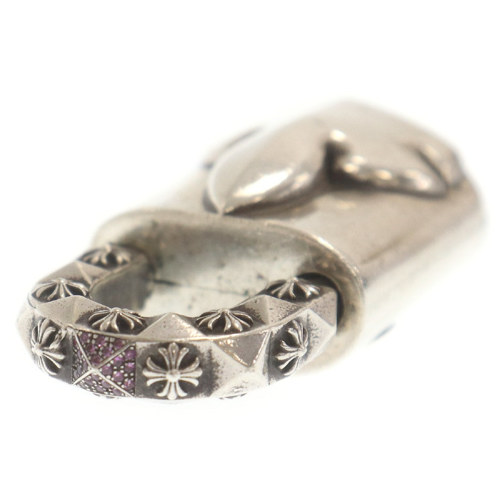 CHROME HEARTS(クロムハーツ) 青山限定 LOVE'S NOT DEAD PADLOCK FLERKNEE P/PS パドロック フレアニー パヴェピンクサファイア 南京錠 ペンダントトップ シルバー