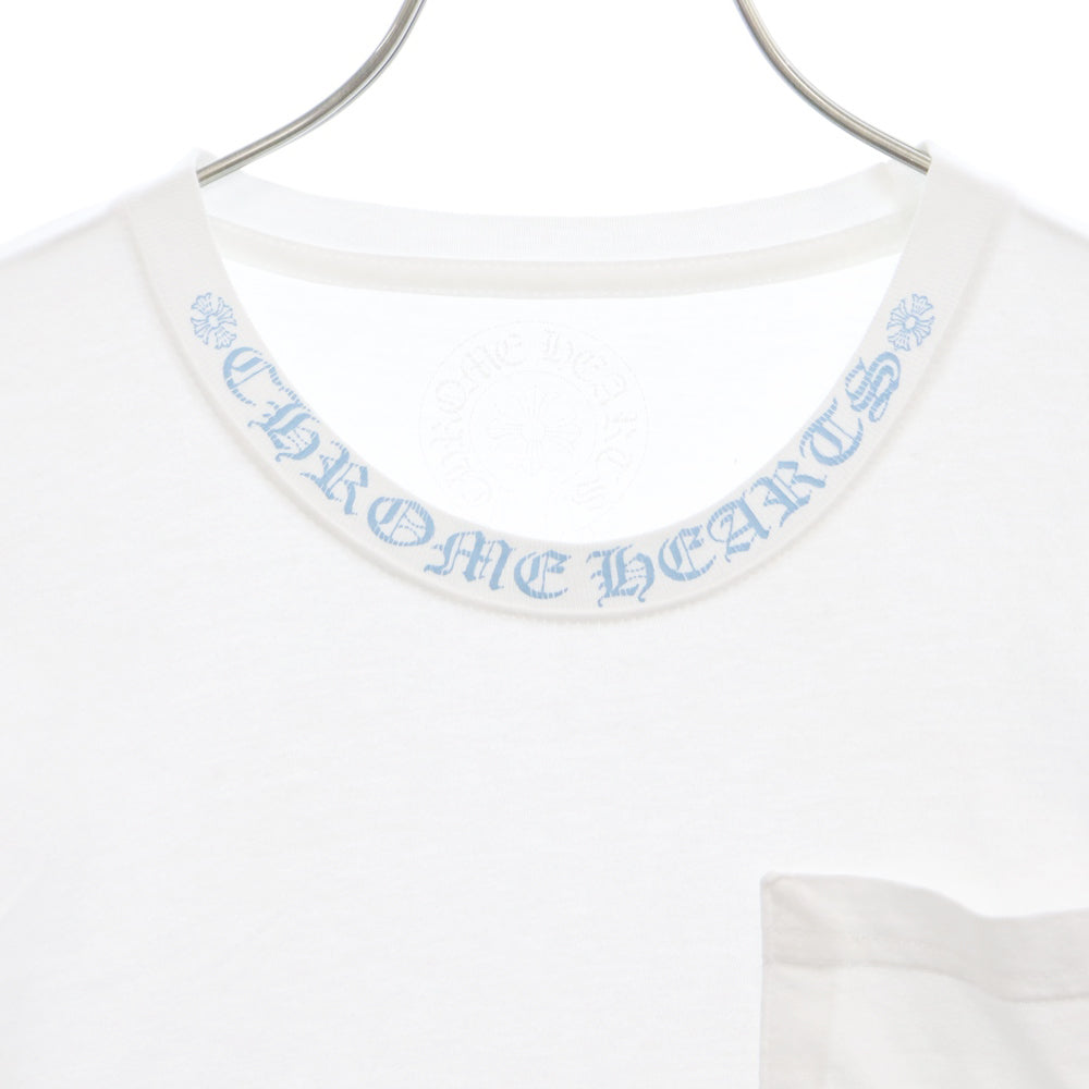 CHROME HEARTS(クロムハーツ) Neck Logo Pastel Blue L/S Tee ネックロゴパステルブルー 長袖Tシャツ ロングスリーブカットソー ホワイト/ブルー