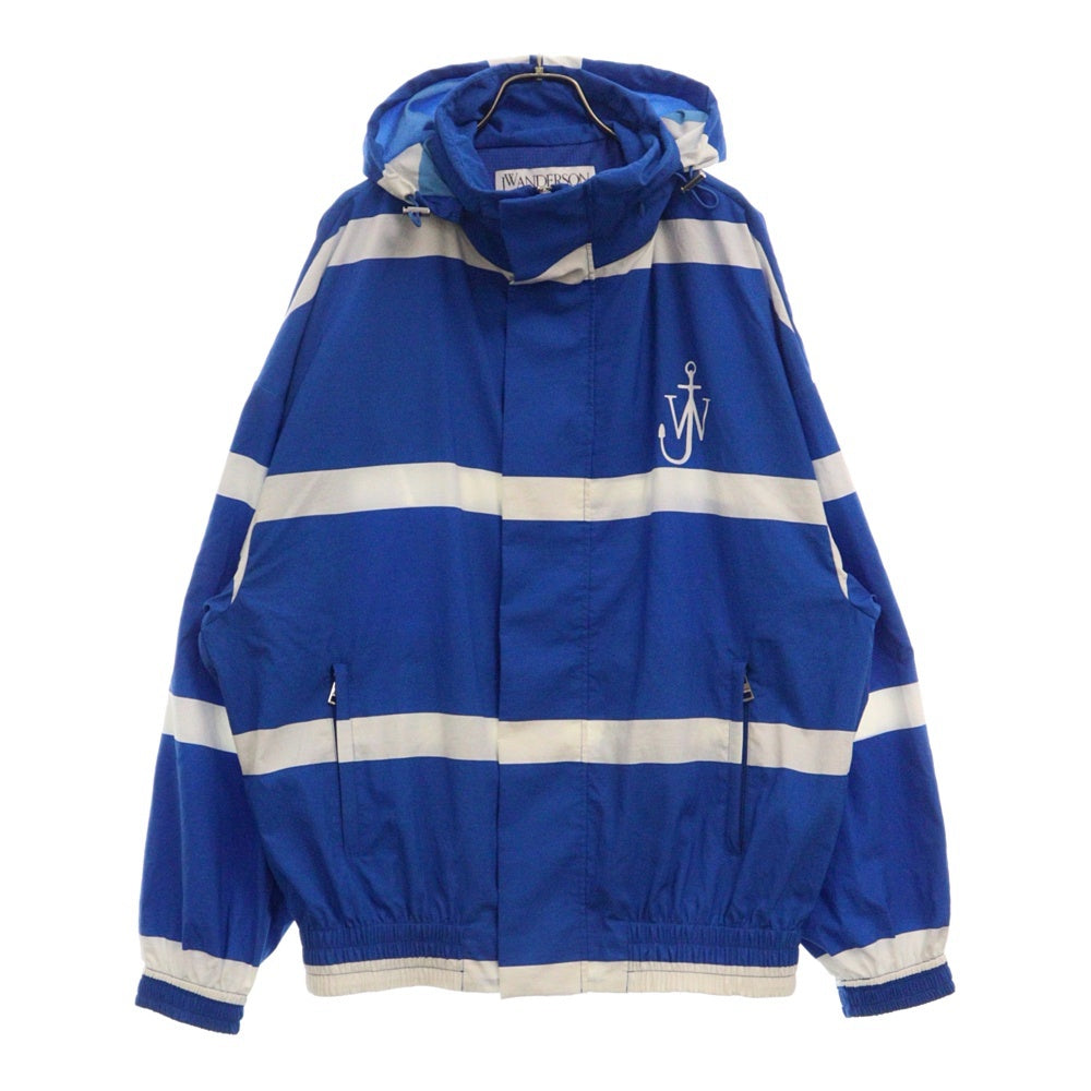 J.W.ANDERSON(ジェー ダブリュー アンダーソン) Logo print striped jacket JK0299PG1489823 ロゴプリント ストライプジャケット ナイロンジャケット ブルー/ホワイト