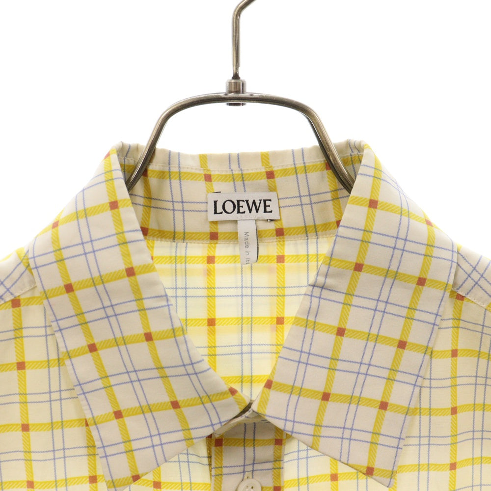 LOEWE(ロエベ) 22SS アナグラムスタンプシルクチェック長袖シャツ イエロー H526Y05W76