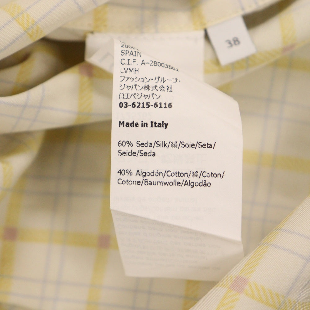 LOEWE(ロエベ) 22SS アナグラムスタンプシルクチェック長袖シャツ イエロー H526Y05W76