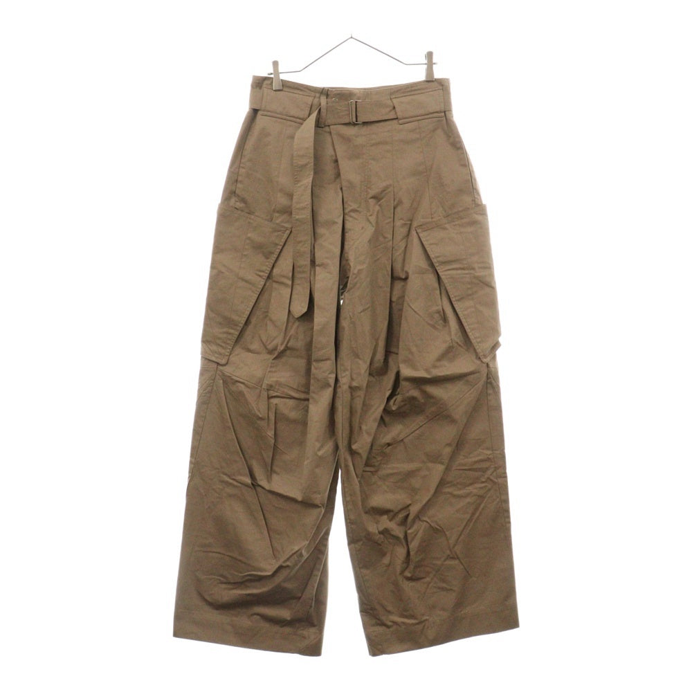 FFFPOSTALSERVICE(トリプルエフポスタルサービス) Wide Belted Draped Trousers ワイド ベルテッド カーゴパンツ ベージュ ドローストリングトラウザーズ