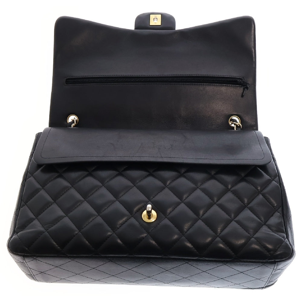 CHANEL(シャネル) デカマトラッセ 33 ラムスキン Wフラップ チェーンショルダー バッグ ブラック