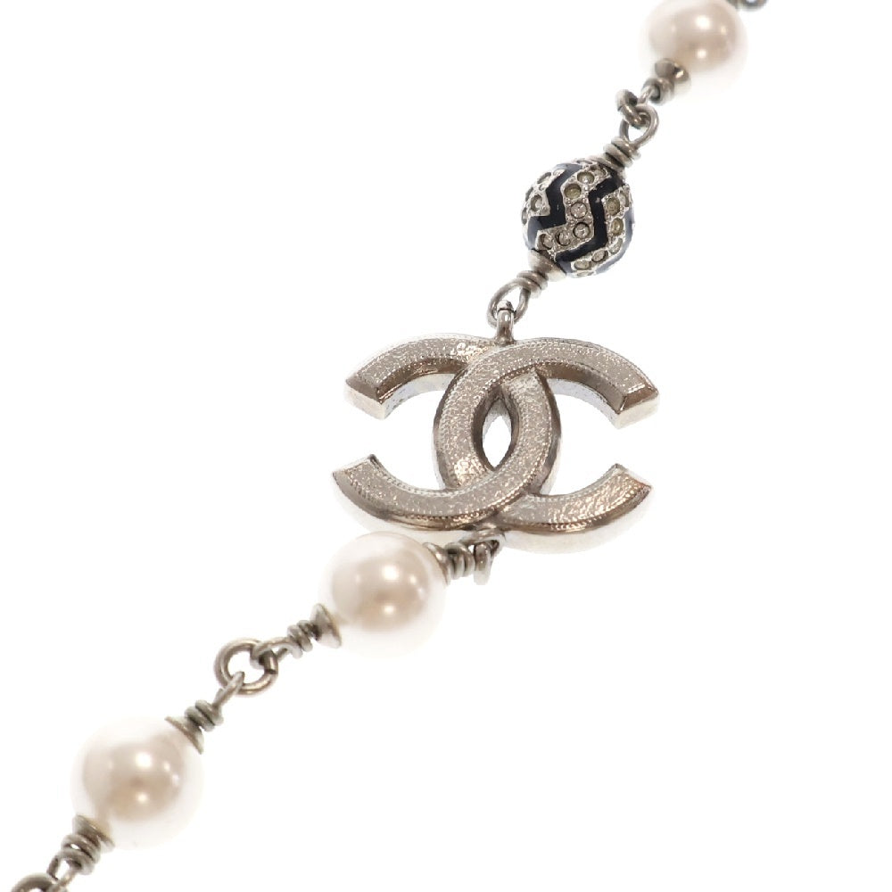 CHANEL(シャネル) ココマーク ラインストーン パールチョーカー ネックレス ホワイト A23K レディース