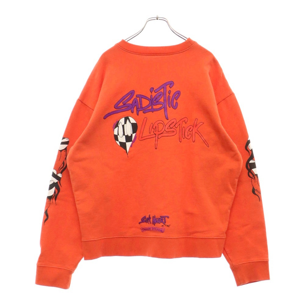 CHROME HEARTS(クロムハーツ) 23SS ×Matty Boy SPARK THE HEART SWTSHRT ×マッティボーイ プロスパーク ザ ハート プリント クルーネックスウェットトレーナー レッド