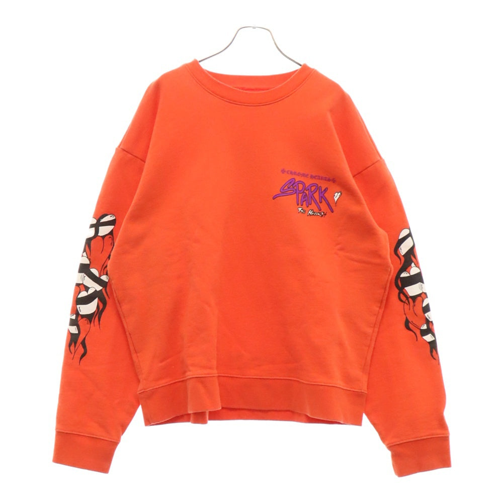CHROME HEARTS(クロムハーツ) 23SS ×Matty Boy SPARK THE HEART SWTSHRT ×マッティボーイ プロスパーク ザ ハート プリント クルーネックスウェットトレーナー レッド
