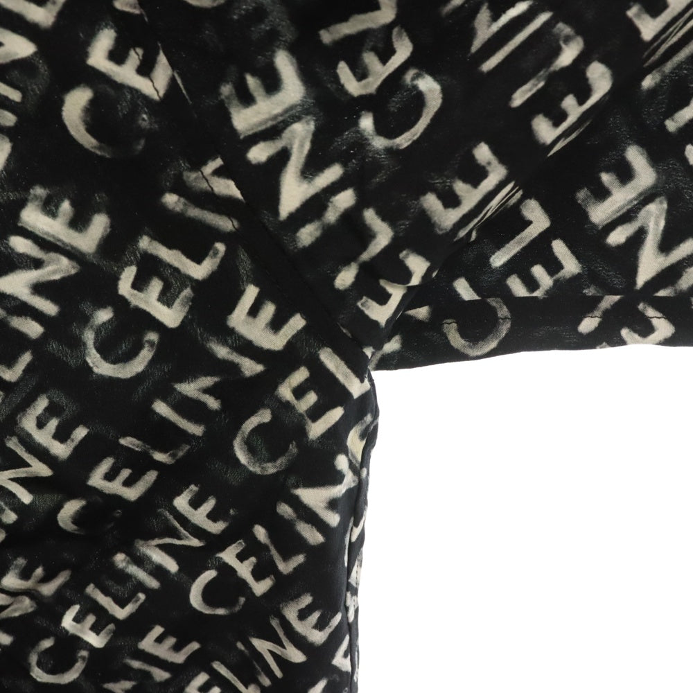 CELINE(セリーヌ) 23AW ロゴプリント オープンカラー半袖シャツ ハワイアンシャツ 総柄 ブラック 2C946748T 38CE