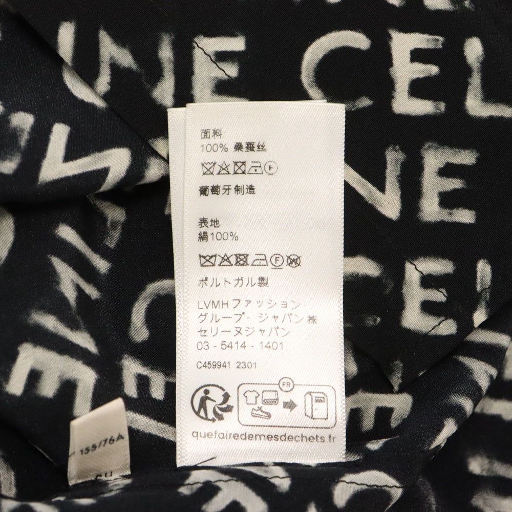 CELINE(セリーヌ) 23AW ロゴプリント オープンカラー半袖シャツ ハワイアンシャツ 総柄 ブラック 2C946748T 38CE
