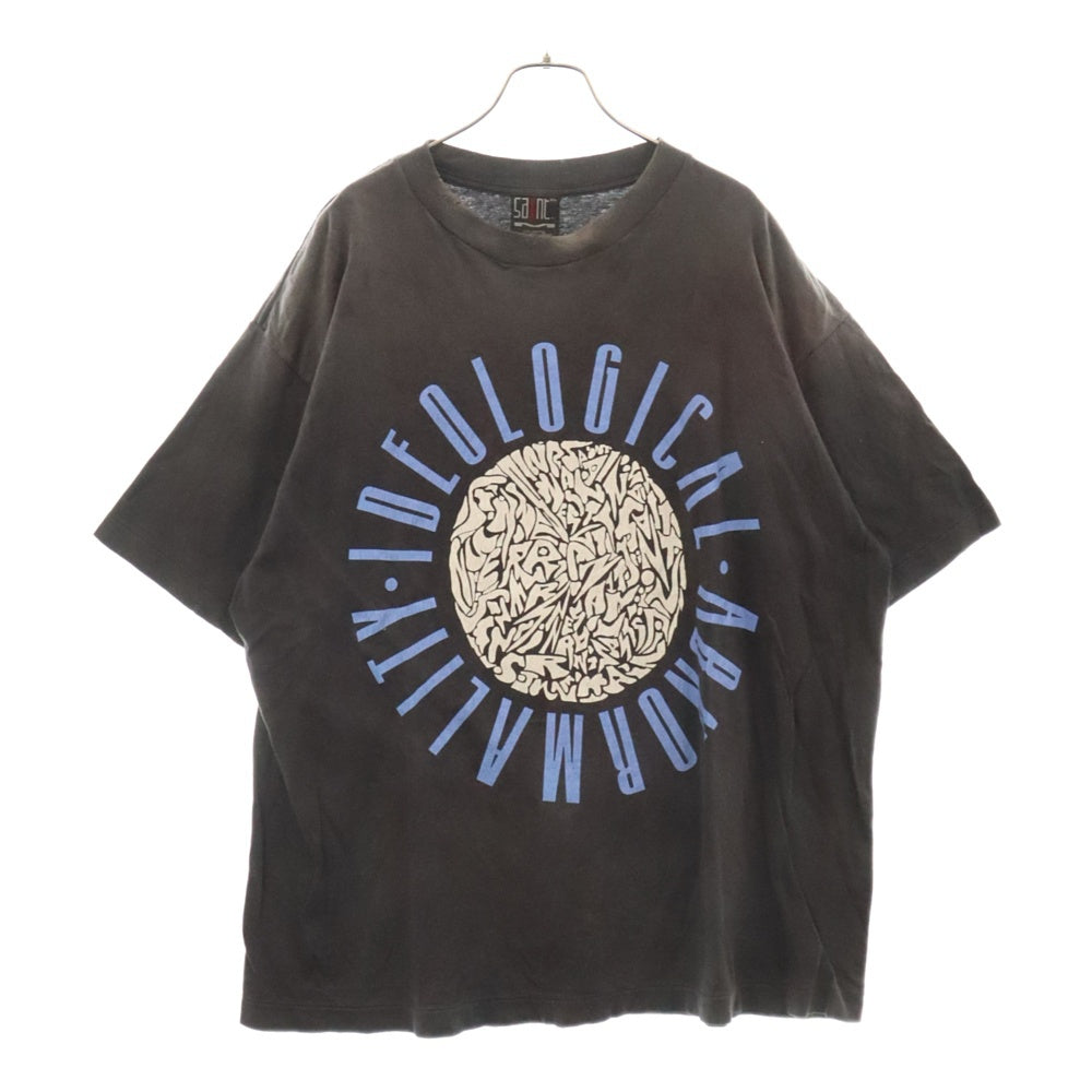 SAINT MICHAEL(セントマイケル) 24AW ヴィンテージ加工IDEOLOGICALプリント半袖Tシャツ カットソー ブラック SM‐YS1-0000-005