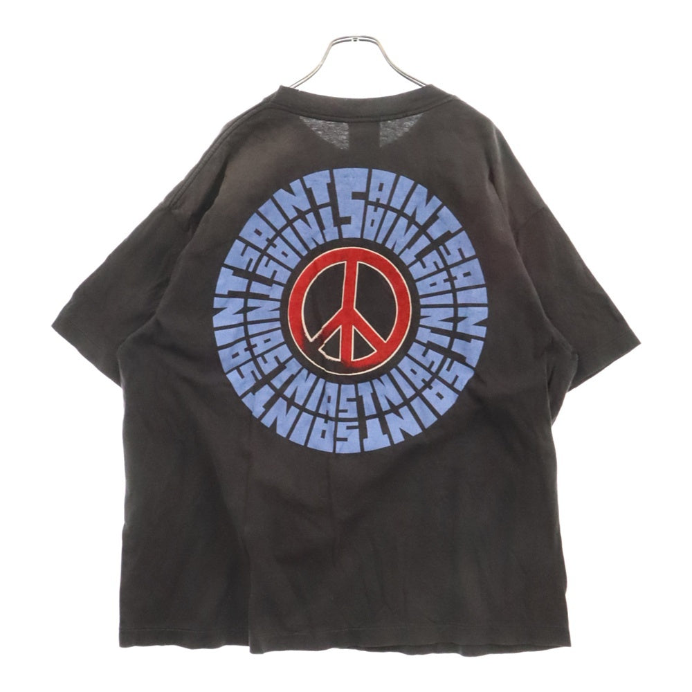 SAINT MICHAEL(セントマイケル) 24AW ヴィンテージ加工IDEOLOGICALプリント半袖Tシャツ カットソー ブラック SM‐YS1-0000-005