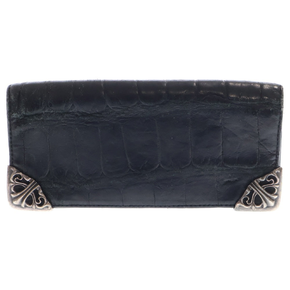 CHROME HEARTS(クロムハーツ) LNG SNGL FLD TIPS ALLIGATOR シングルフォールド アリゲーター ウォレット長財布 ロングウォレット ブラック