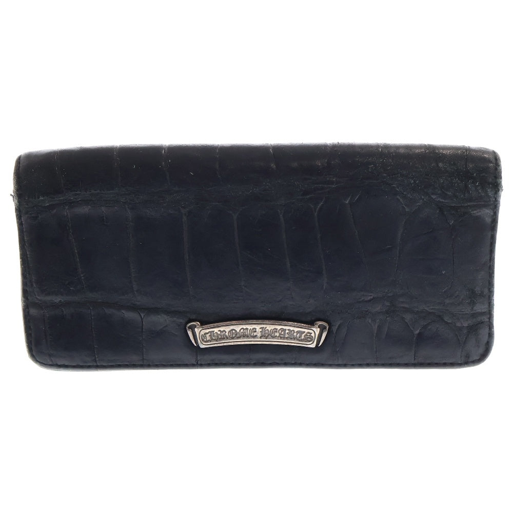 CHROME HEARTS(クロムハーツ) LNG SNGL FLD TIPS ALLIGATOR シングルフォールド アリゲーター ウォレット長財布 ロングウォレット ブラック