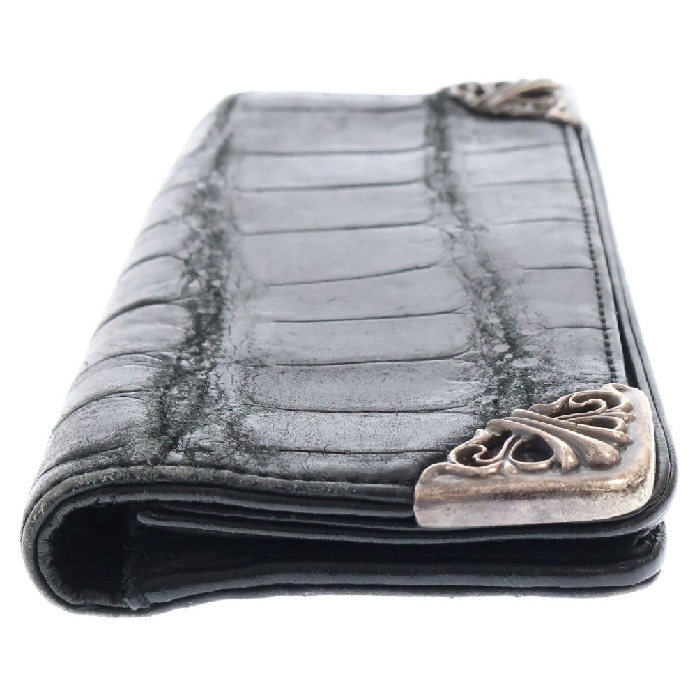 CHROME HEARTS(クロムハーツ) LNG SNGL FLD TIPS ALLIGATOR シングルフォールド アリゲーター ウォレット長財布 ロングウォレット ブラック