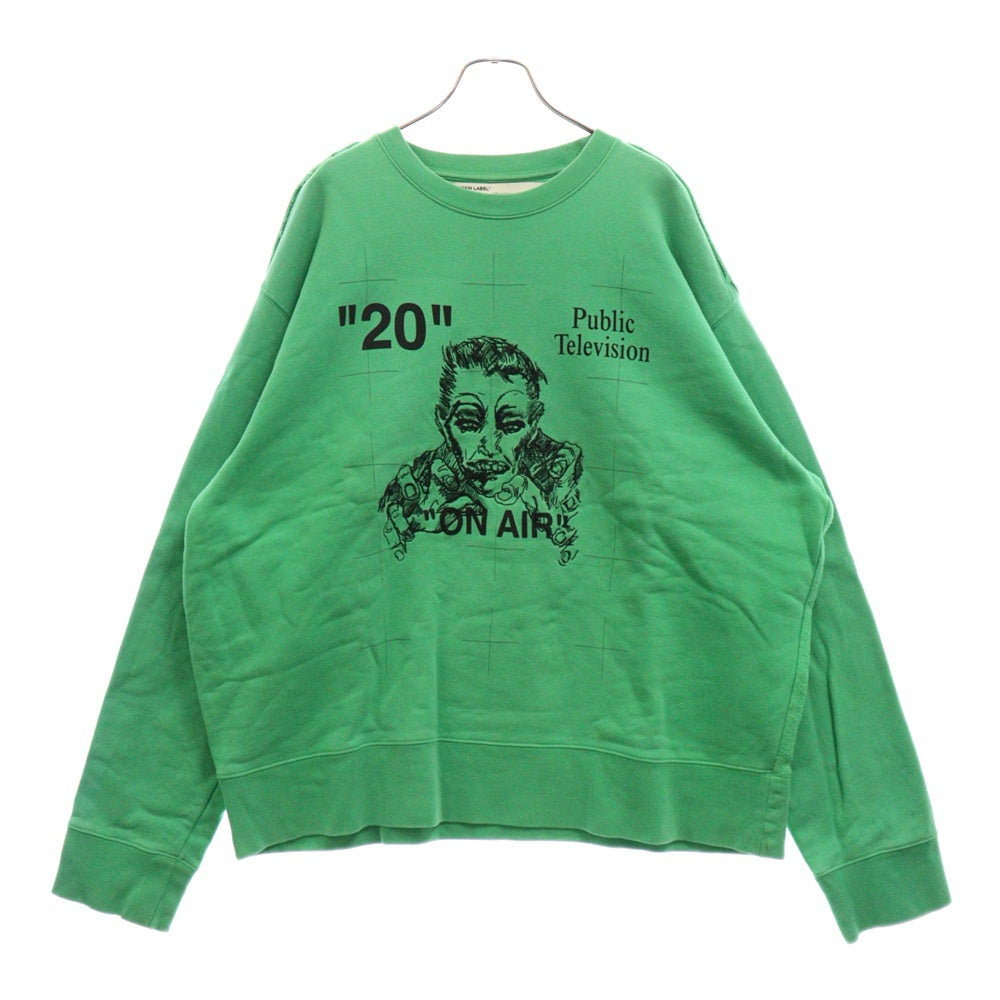 OFF-WHITE(オフホワイト) 19AW MIRKO ARTIST INCOMP CREWNECK エンブロイダリースウェットトレーナー グリーン OMBA037F19E30018