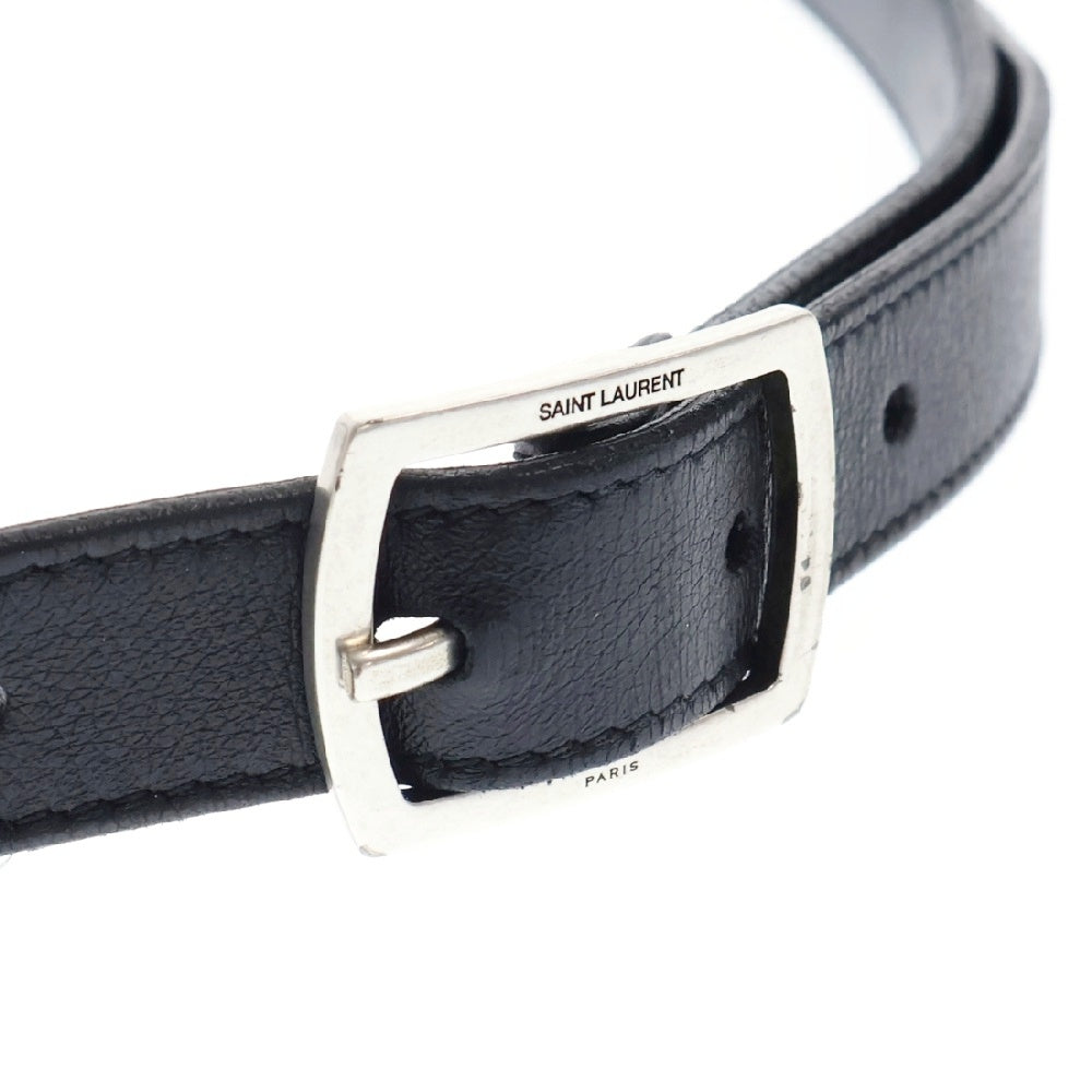 SAINT LAURENT PARIS(サンローランパリ) 593332 バックルロゴ レザーナローベルト ブラック