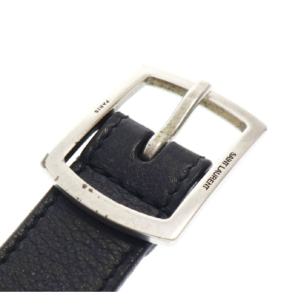 SAINT LAURENT PARIS(サンローランパリ) 593332 バックルロゴ レザーナローベルト ブラック