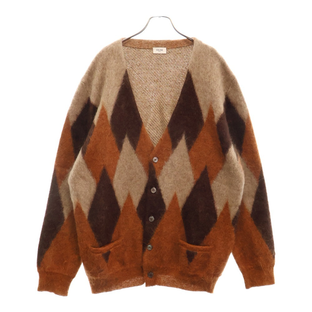CELINE(セリーヌ) 19AW アーガイルモヘアニットカーディガン ブラウン 2A584382D