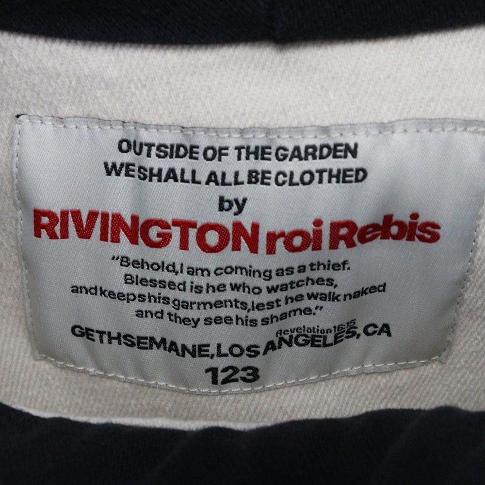 RIVINGTON roi Rebis(リヴィントンロイレビス ) ジップアップ 短丈ミリタリーフーデッドドローコードジャケット ブラック バックロゴ刺繍
