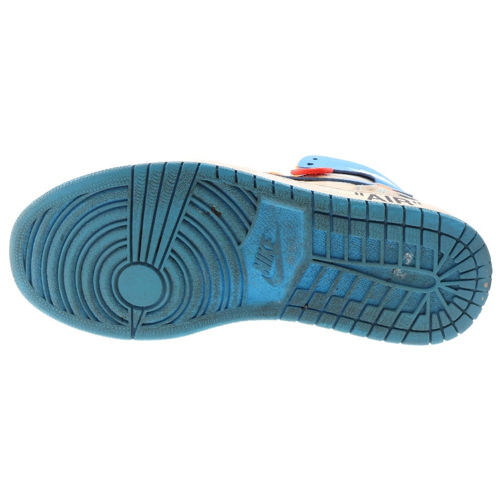 NIKE(ナイキ) ×OFF-WHITE AIR JORDAN 1 POWDER BLUE UNC AQ0818-148 オフホワイト エアジョーダン1 パウダーブルー ハイカットスニーカー ホワイト/ブルー US9/27cm