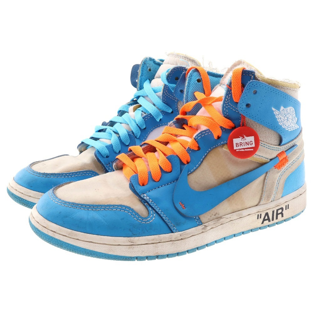 NIKE(ナイキ) ×OFF-WHITE AIR JORDAN 1 POWDER BLUE UNC AQ0818-148 オフホワイト エアジョーダン1 パウダーブルー ハイカットスニーカー ホワイト/ブルー US9/27cm