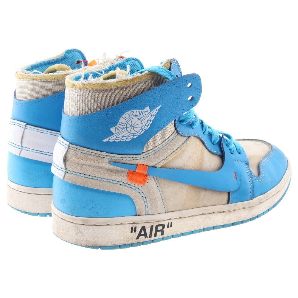NIKE(ナイキ) ×OFF-WHITE AIR JORDAN 1 POWDER BLUE UNC AQ0818-148 オフホワイト エアジョーダン1 パウダーブルー ハイカットスニーカー ホワイト/ブルー US9/27cm