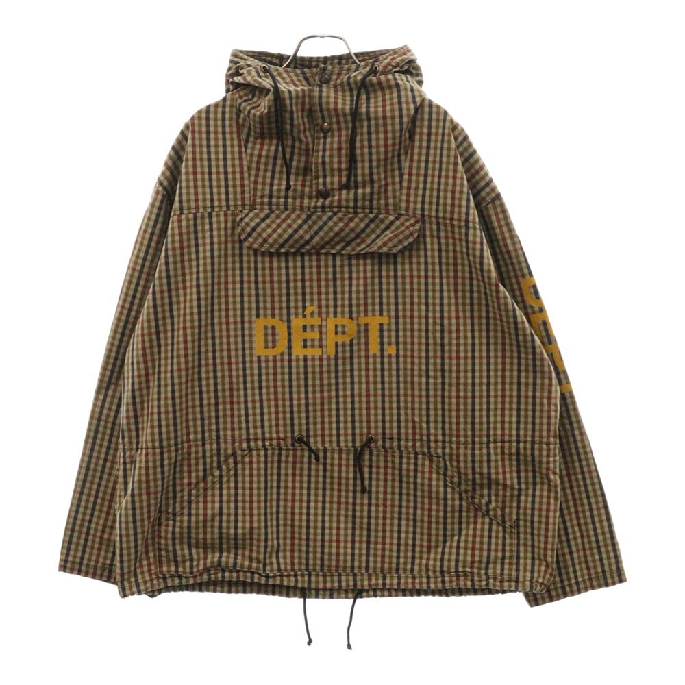 GALLERY DEPT.(ギャラリーデプト) French Logo Riley Anorak Jacket フレンチロゴ ライリーアノラックジャケット チェック柄 ロゴプリント プルオーバーパーカー ブラウン