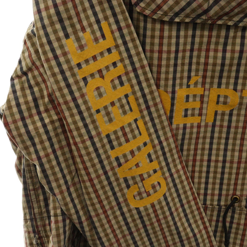 GALLERY DEPT.(ギャラリーデプト) French Logo Riley Anorak Jacket フレンチロゴ ライリーアノラックジャケット チェック柄 ロゴプリント プルオーバーパーカー ブラウン