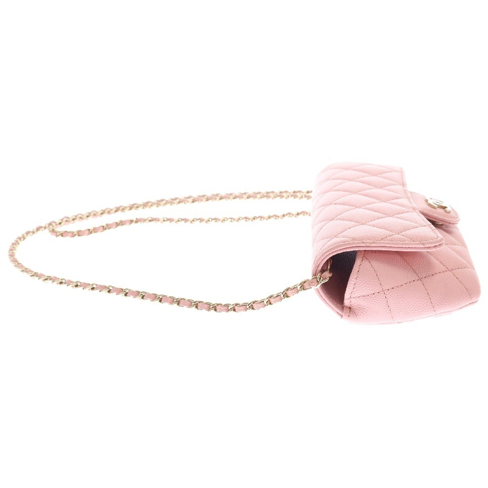 CHANEL(シャネル) Glasses Case Flap Bag With Chain ショルダー フラップバッグ サングラスケース キャビアスキン ピンク ゴールド金具