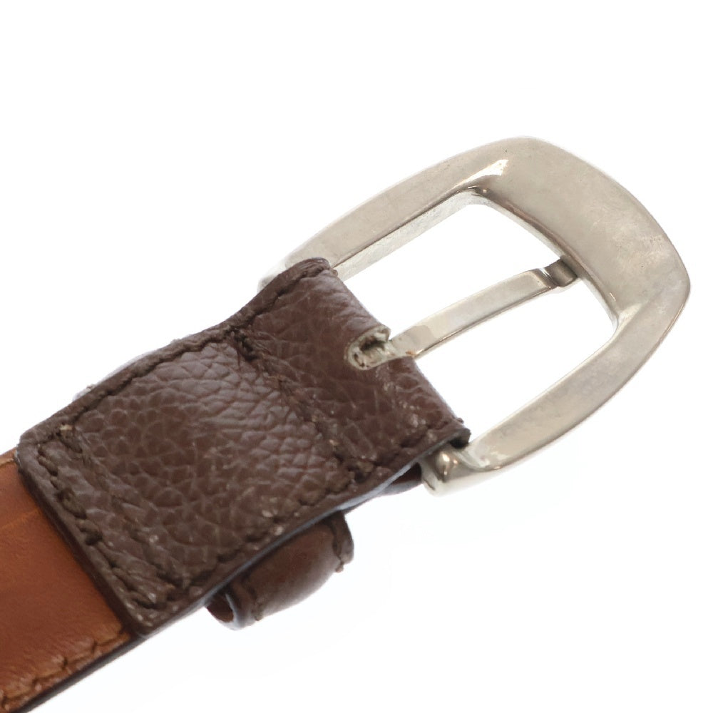 GIORGIO ARMANI(ジョルジオアルマーニ) ロゴ刻印 レザーベルト シルバーバックル ブラウン 90/36