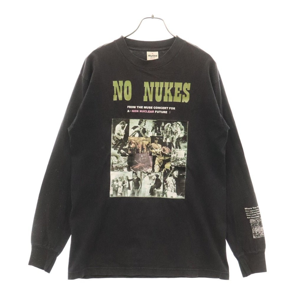 VINTAGE(ヴィンテージ) 90s VINTAGE NO NUKES ノーニュークス メッセージプリント ロングスリーブカットソー 長袖Tシャツ ロンT ブラック