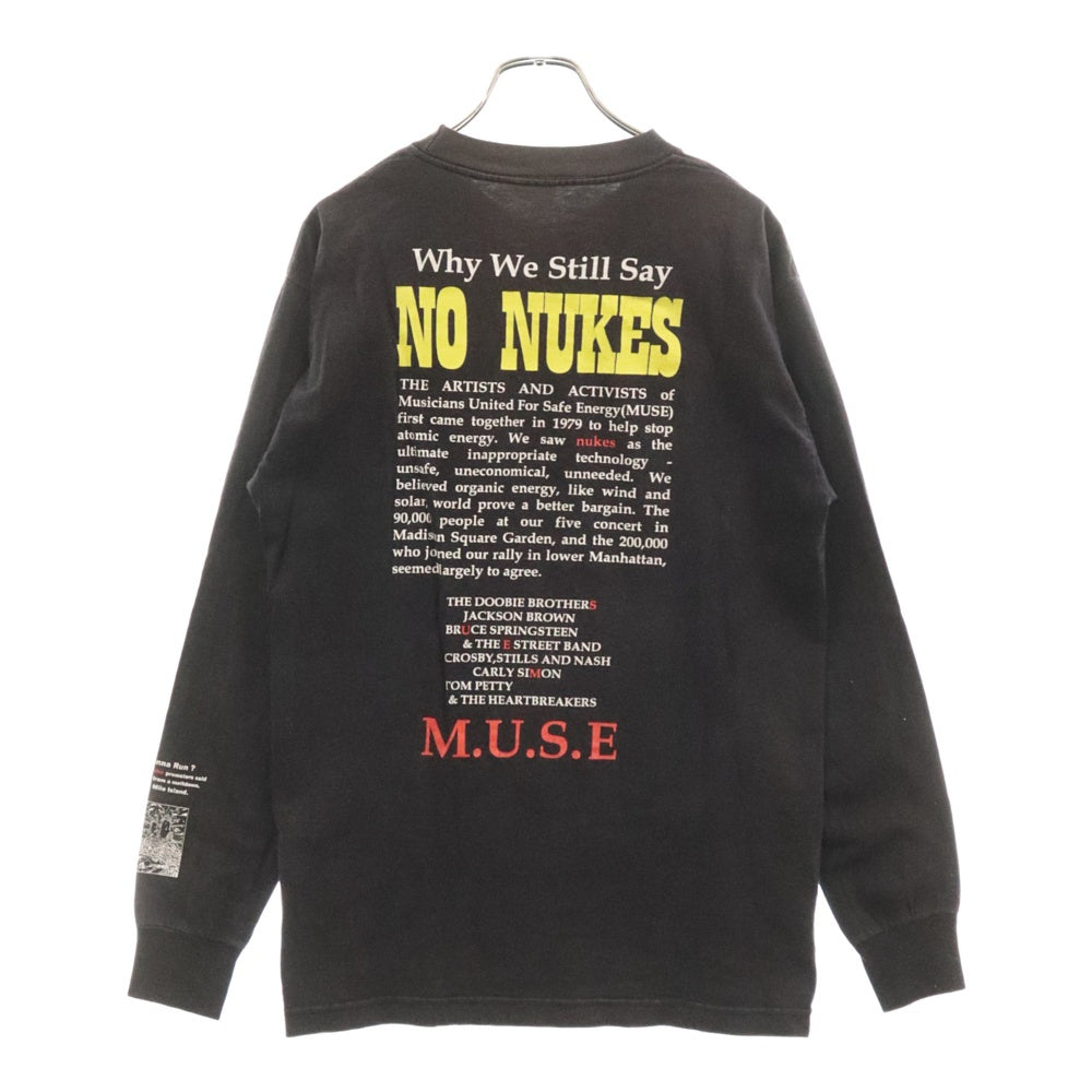 VINTAGE(ヴィンテージ) 90s VINTAGE NO NUKES ノーニュークス メッセージプリント ロングスリーブカットソー 長袖Tシャツ ロンT ブラック