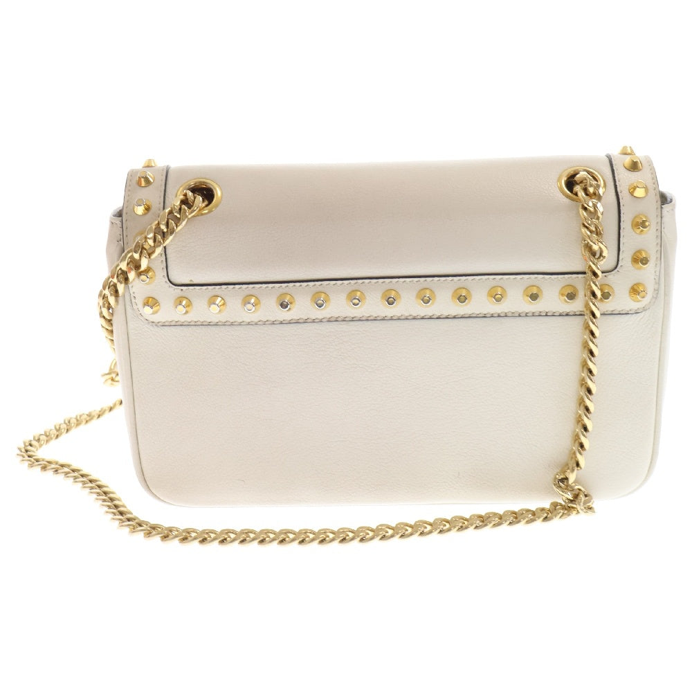 PRADA(プラダ) ロゴ スタッズ チェーンショルダーバッグ 1BD147 ホワイト レディース