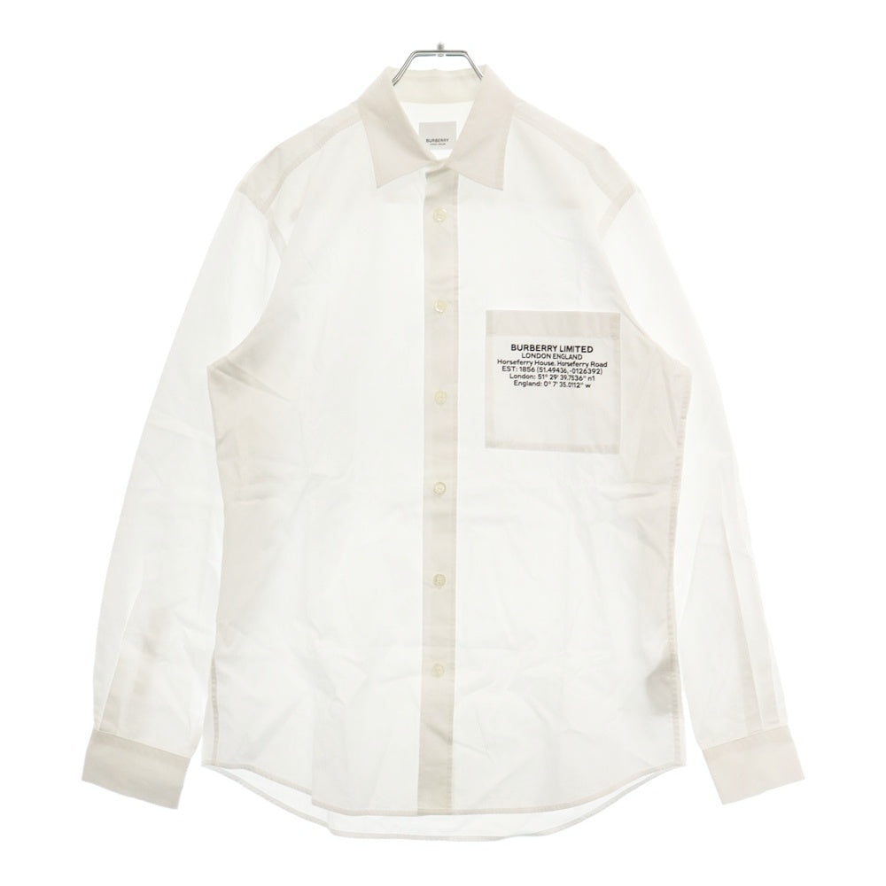 BURBERRY(バーバリー) ポケットロゴ 長袖シャツ ホワイト 8028220