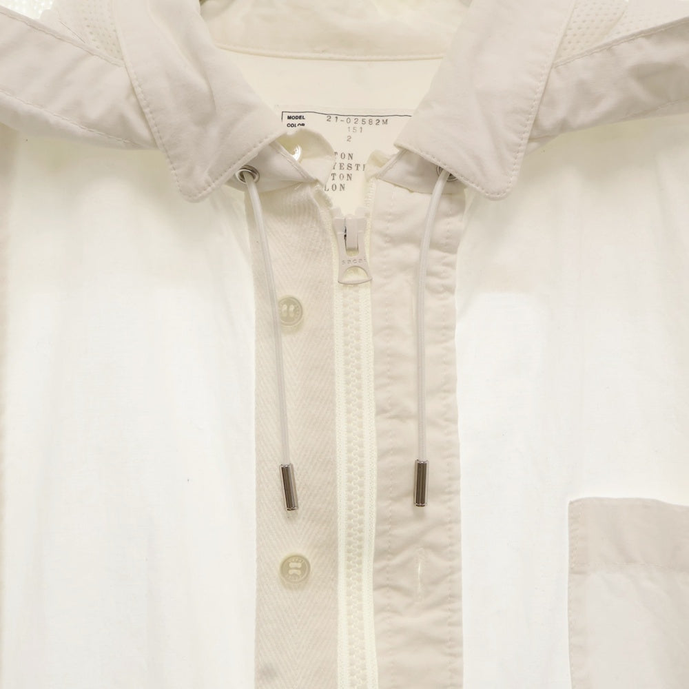 Sacai(サカイ) 21AW Cotton Poplin Shirt ジップパーカー ナイロンブルゾン ホワイト 21-02582M