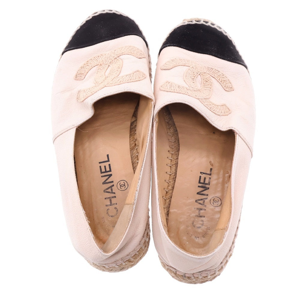 CHANEL(シャネル) ココマーク ラムスキン エスパドリーユ 36 レディース ベージュ×ブラック G34546