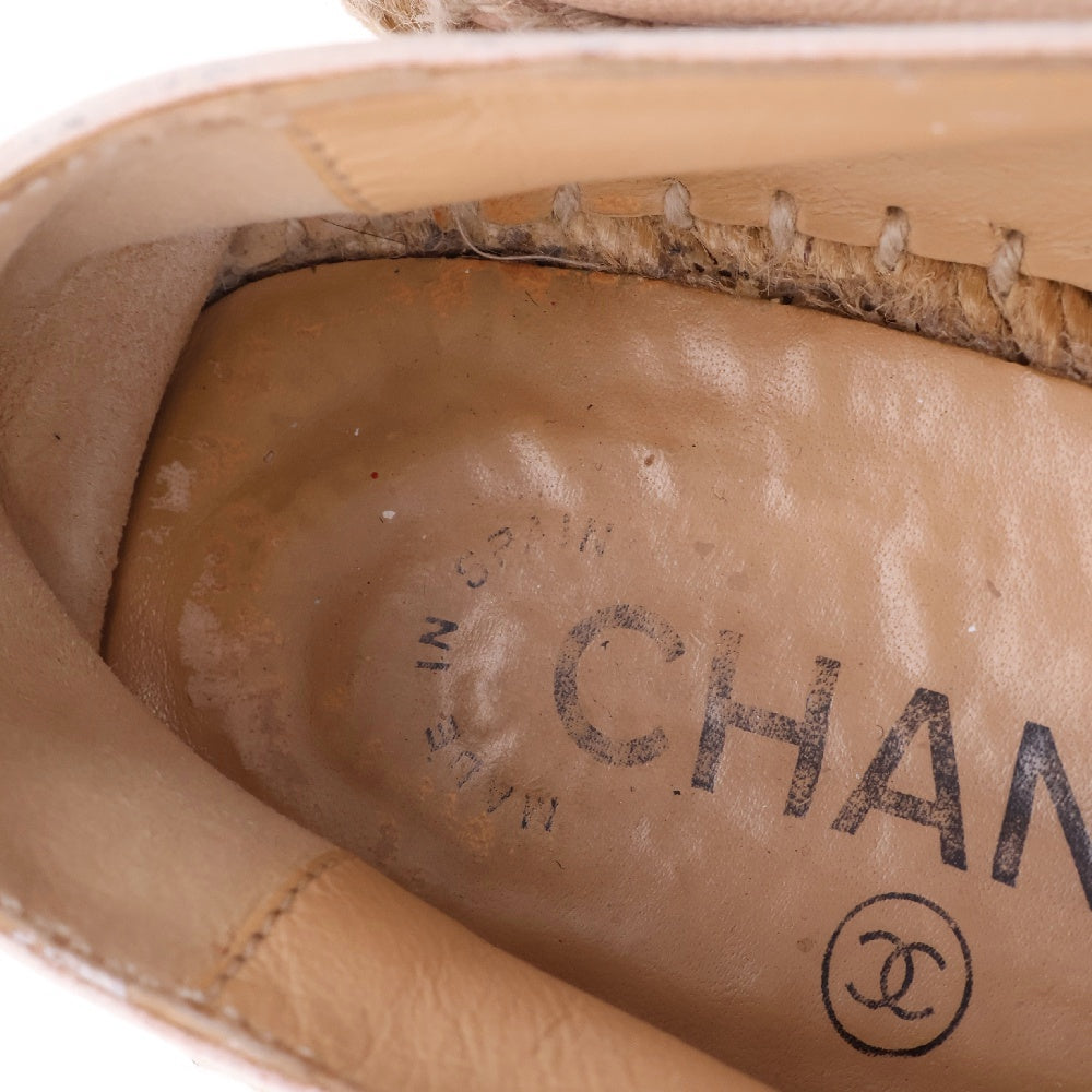 CHANEL(シャネル) ココマーク ラムスキン エスパドリーユ 36 レディース ベージュ×ブラック G34546
